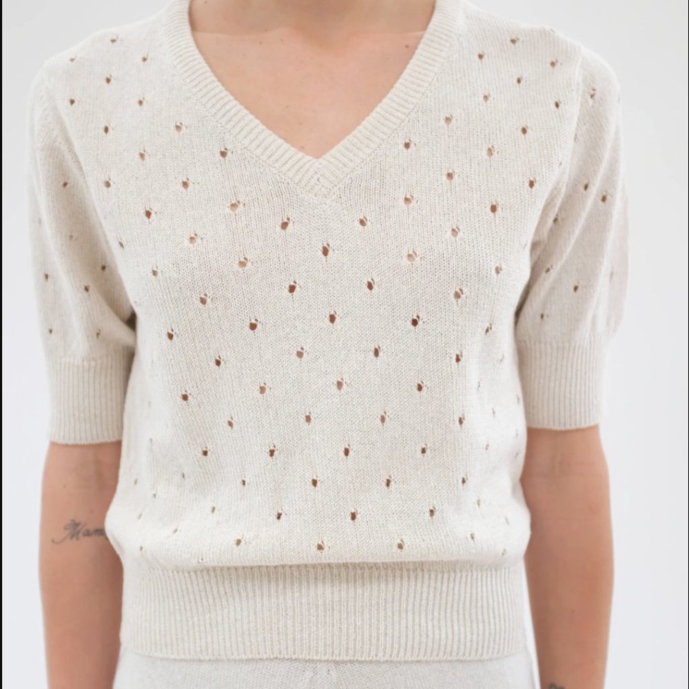 NWT Beklina Paracas Cotton Knit Top White Size S/M